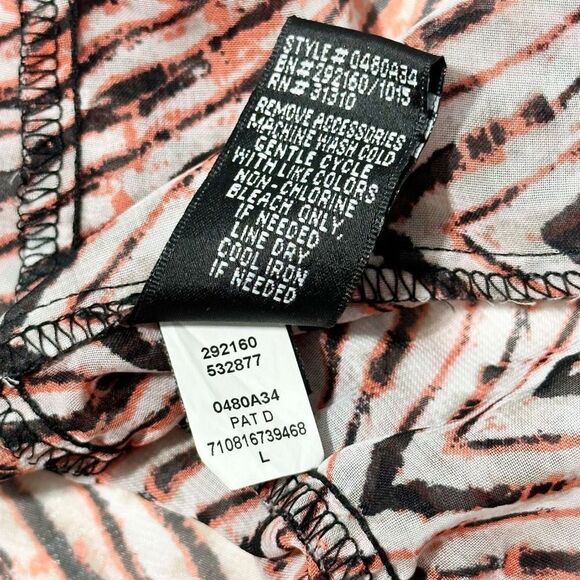 AB Studio Sheer Striped‎ Tiered Blouse Top Long Sleeves Black Red Size Large - Picture 10 of 11